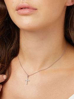 Jools by Jenny Brown Cubic Zirconia Cross Necklace - view 2, Silver
