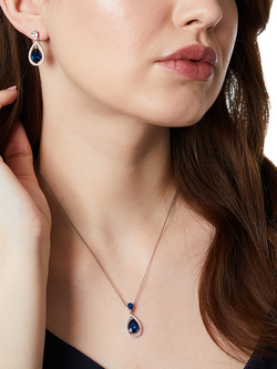 Jools by Jenny Brown Cubic Zirconia Suspended Pear Stone Necklace - view 2, Silver/Deep Blue