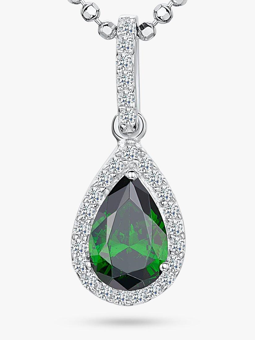 Product image 1 of 3, which shows Jools by Jenny Brown Sterling Silver Cubic Zirconia Teardrop Pendant Necklace, Silver/Green