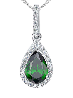 Jools by Jenny Brown Sterling Silver Cubic Zirconia Teardrop Pendant Necklace, Silver/Green