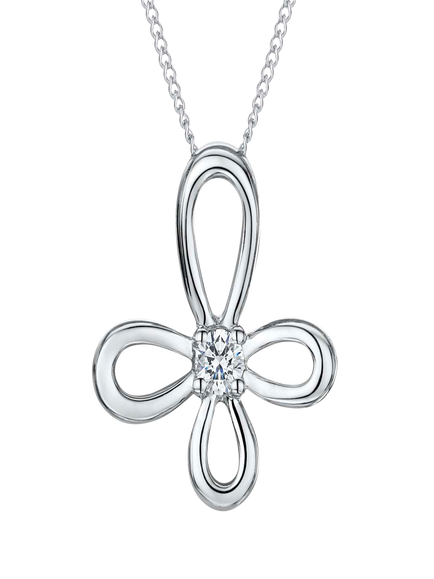 Jools by Jenny Brown Cubic Zirconia Looped Floral Necklace, Silver, Silver