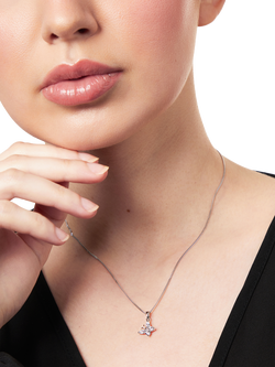 Jools by Jenny Brown Cubic Zirconia Angled Butterfly Necklace, Silver - view 2, Silver