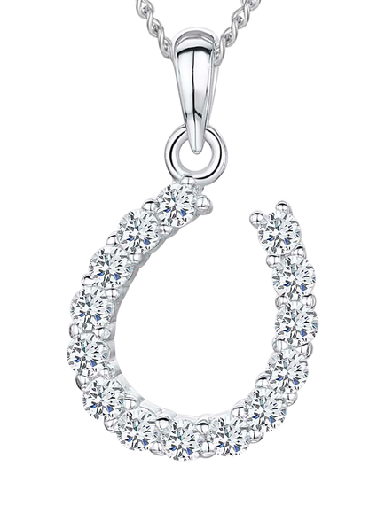 Jools by Jenny Brown Cubic Zirconia Asymmetric Horseshoe Necklace, Silver, Silver