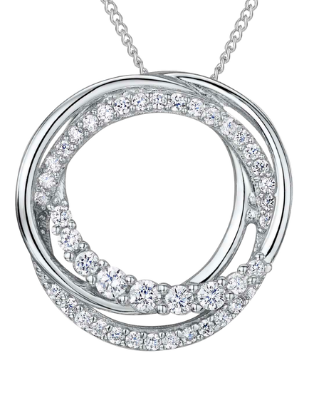 Jools by Jenny Brown Cubic Zirconia Hooped Circles Necklace, Silver, Silver