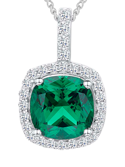 Jools by Jenny Brown Cubic Zirconia Curved Square Necklace, Silver/Green