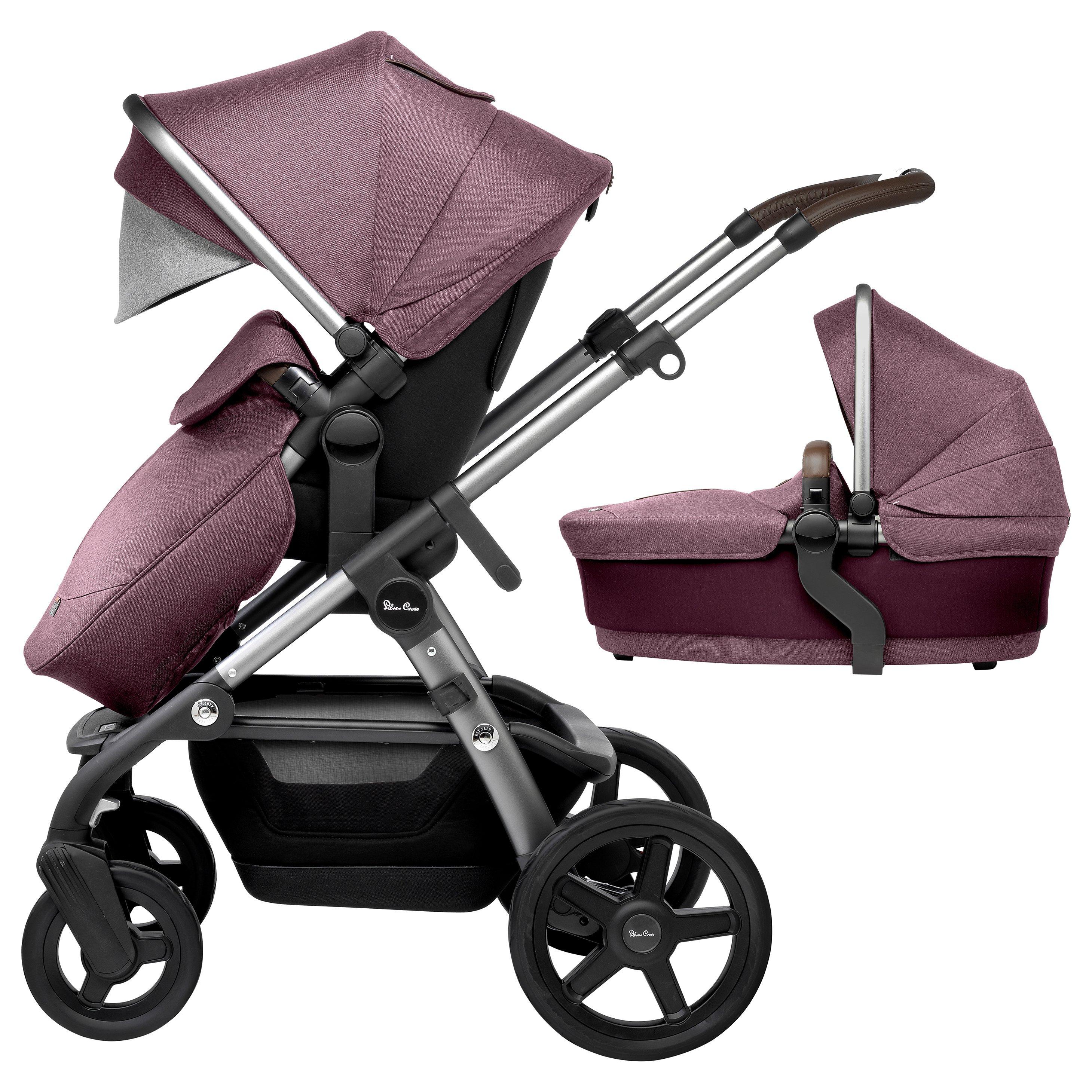 Silver Cross Wave Pushchair and Carrycot Claret