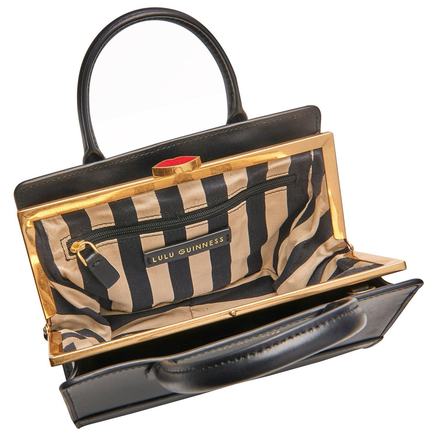 Lulu Guinness Daphne Smooth Leather Mini Cross Body Bag Black