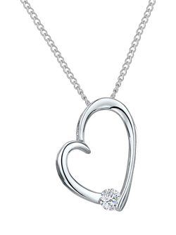 Jools by Jenny Brown Cubic Zirconia Open Heart Pendant Necklace, Silver