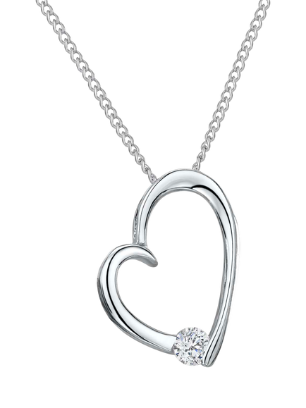 Jools by Jenny Brown Cubic Zirconia Open Heart Pendant Necklace, Silver