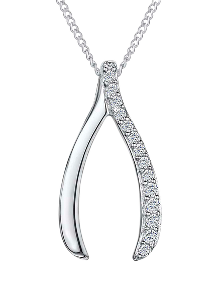 Jools by Jenny Brown Cubic Zirconia Wishbone Necklace, Silver