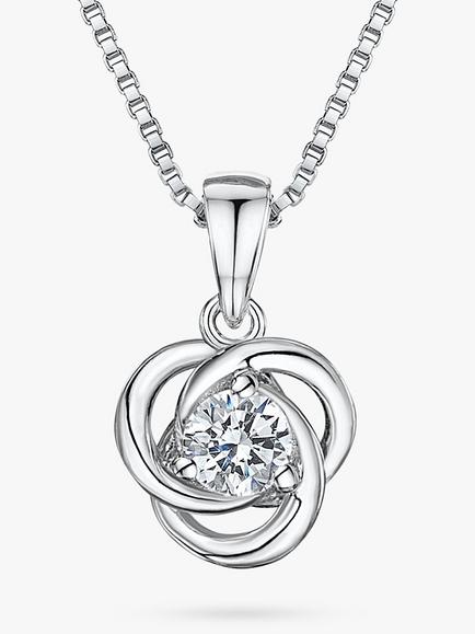 Jools by Jenny Brown 3 Link Cubic Zirconia Pendant Necklace, Silver