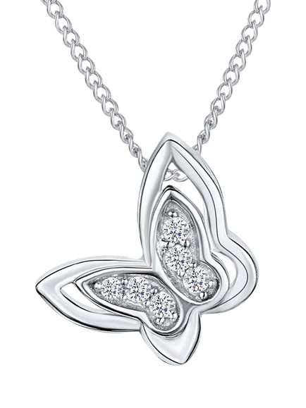 Jools by Jenny Brown Cubic Zirconia Butterfly Necklace, Silver, Silver