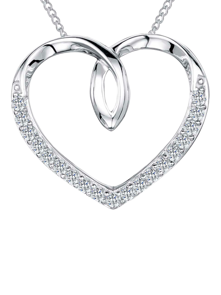 Jools by Jenny Brown Cubic Zirconia Looped Heart Necklace, Silver, Silver