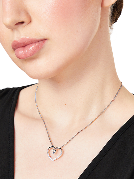 Jools by Jenny Brown Cubic Zirconia Looped Heart Necklace, Silver - view 2, Silver
