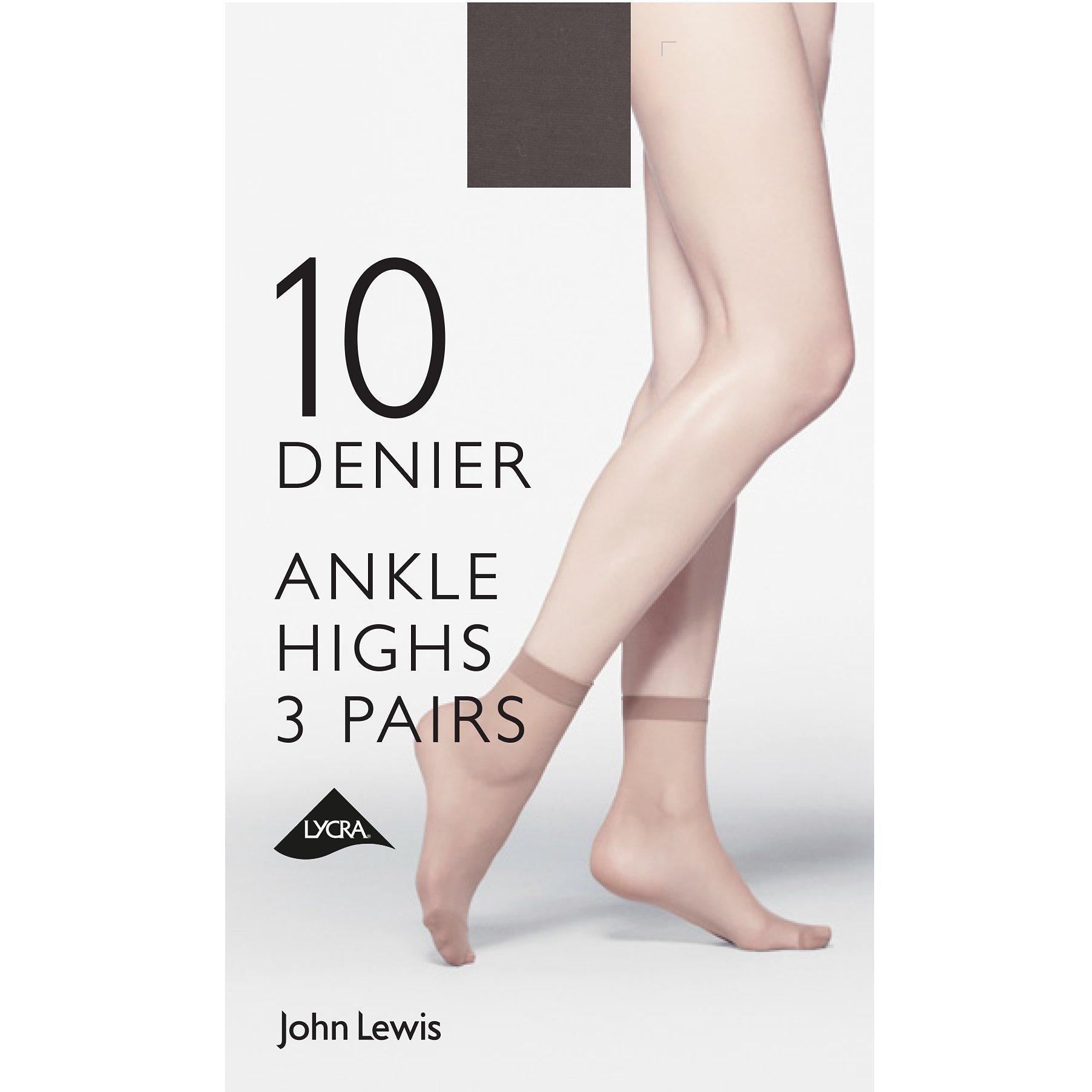 John Lewis 10 Denier Ankle High Socks, Pack of 3, Nude