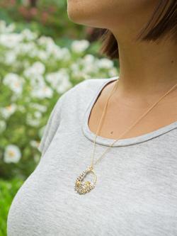 Alex Monroe Flower and Bee Spring Pendant Necklace, Gold - view 2, Gold