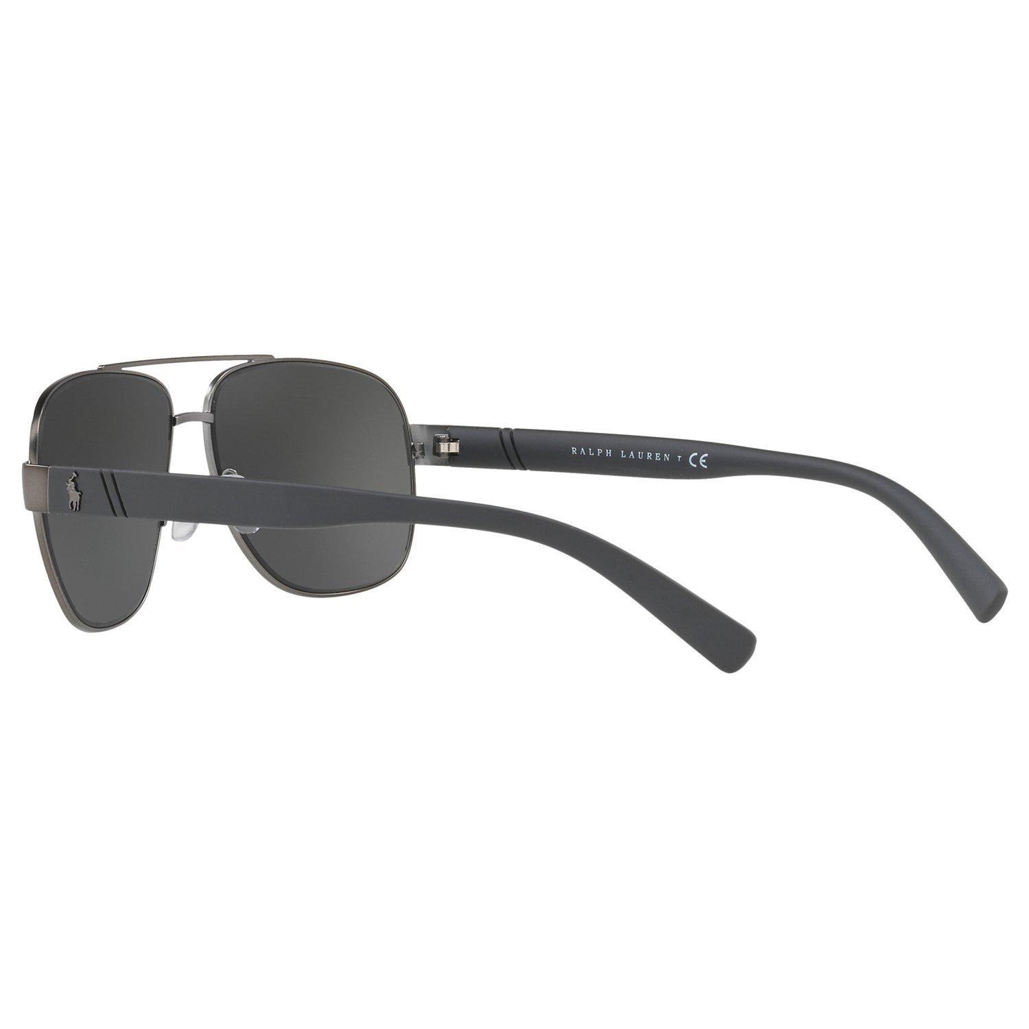 Product image 5 of 10, which shows Polo Ralph Lauren PH3110 Men's Aviator Sunglasses, Charcoal/Mirror Silver
