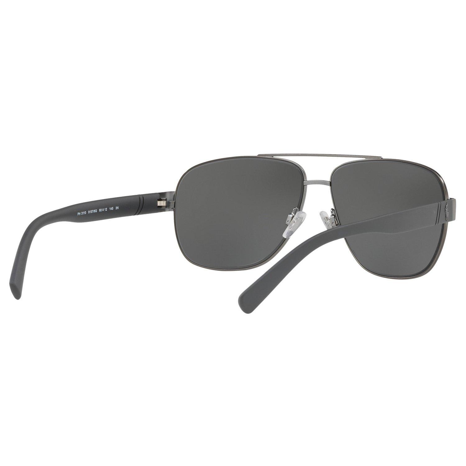 Product image 8 of 10, which shows Polo Ralph Lauren PH3110 Men's Aviator Sunglasses, Charcoal/Mirror Silver