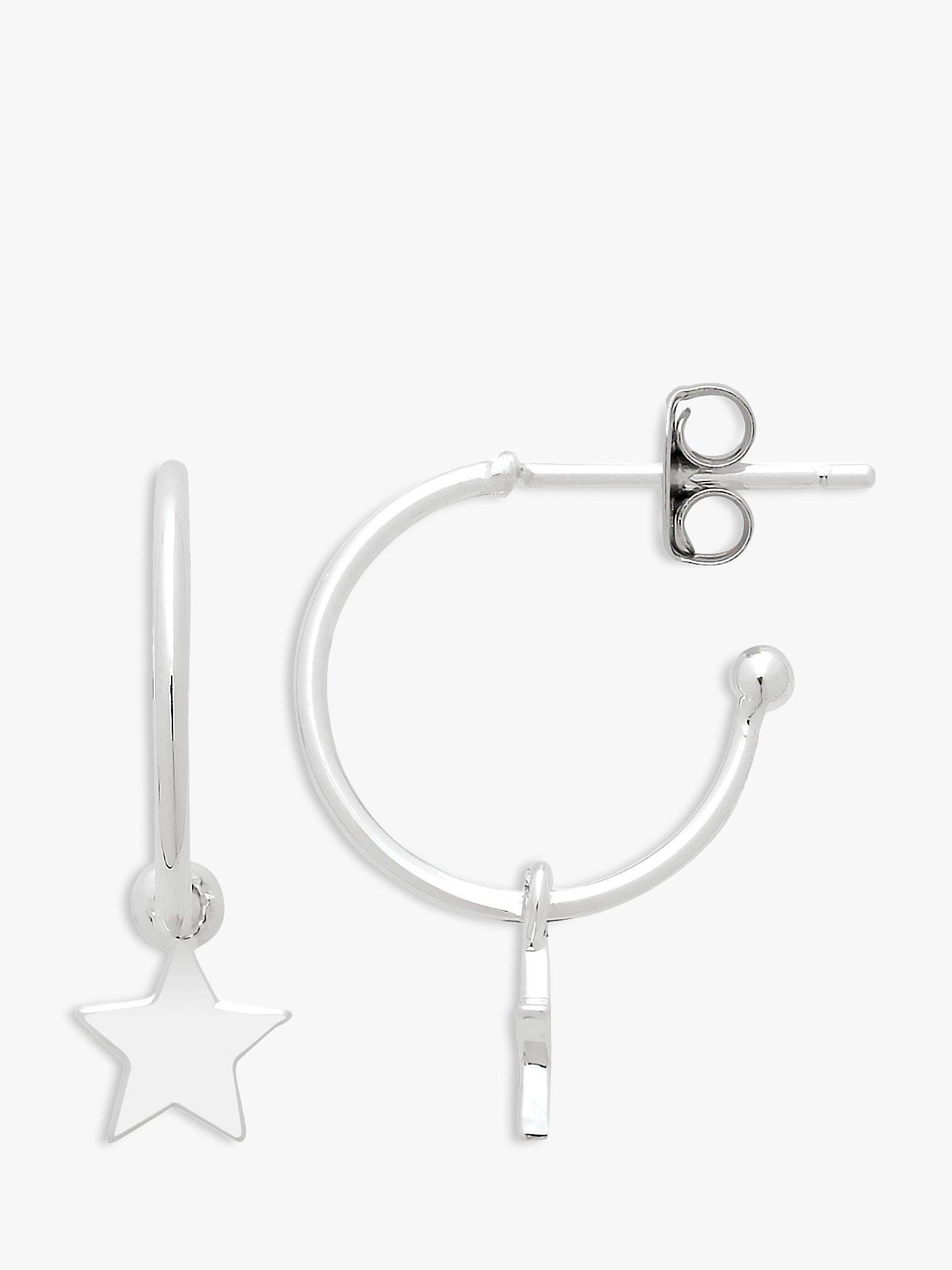 Estella Bartlett Star Drop Hoop Earrings, Silver