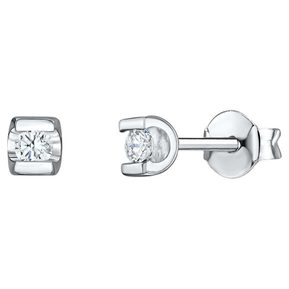 Jools by Jenny Brown Cubic Zirconia Square Stud Earrings, Silver