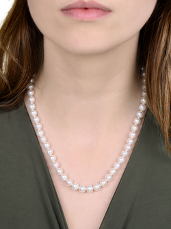 E.W Adams 9ct Gold Freshwater Pearl Necklace, White - view 2, White