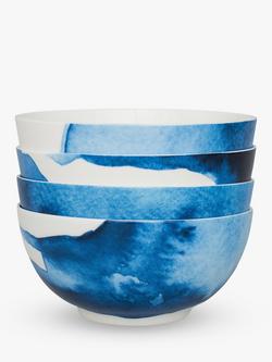 Rick Stein Coves of Cornwall Medium Pasta Bowl, Set of 4, Blue/White, Dia.16cm, Blue/White