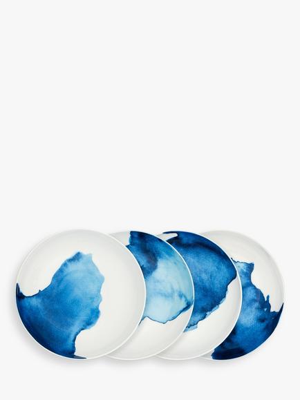 Rick Stein Coves of Cornwall Supper Bowl, Set of 4, Blue/White, Dia.21cm, Blue/White