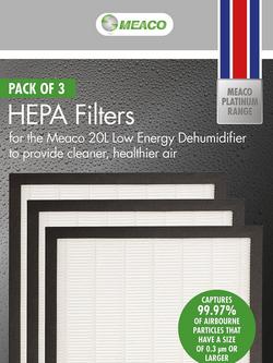 Meaco 20L Low Energy Dehumidifier HEPA Filter, Pack of 3 - view 2, White