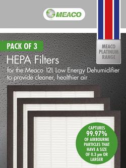 Meaco 12L Low Energy HEPA Filter, Pack of 3 - view 2, White/Black
