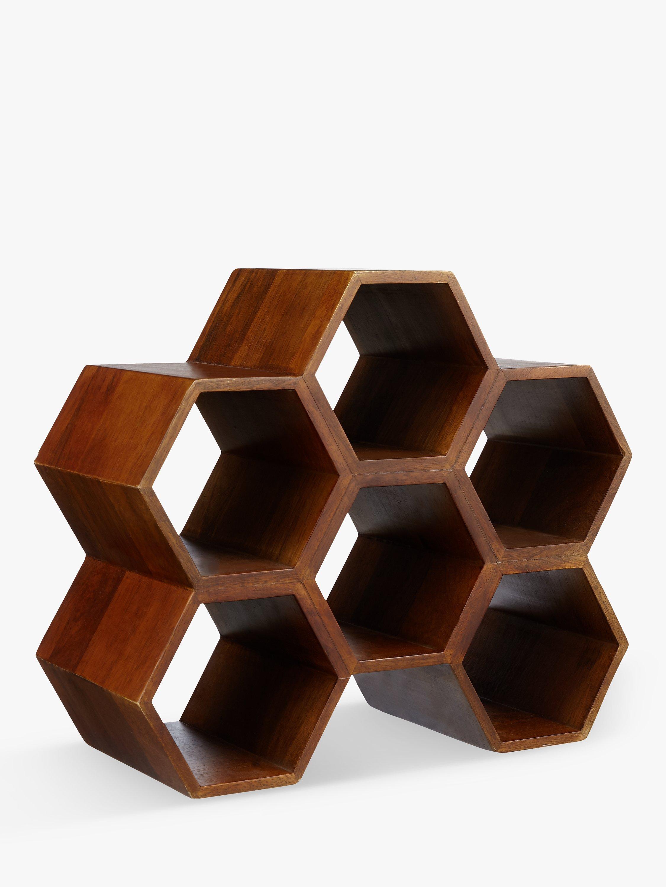 John Lewis Honeycomb Mango Wood Wine Rack 6 Bottle Natural