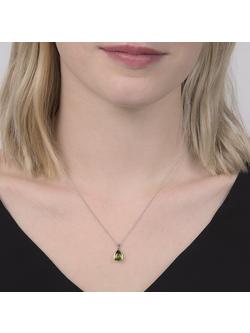 E.W Adams 9ct White Gold Teardrop Pendant Necklace - view 2, Peridot