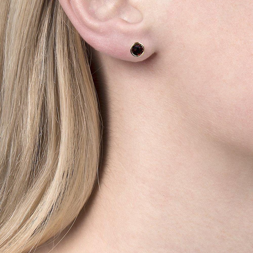 Product image 2 of 3, which shows E.W Adams 9ct Gold Round Stud Earrings, Garnet