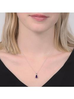 E.W Adams 9ct White Gold Teardrop Pendant Necklace - view 2, Amethyst