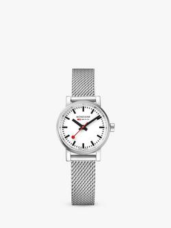 Mondaine Women's MSE.26110.SM Evo 2 Mesh Bracelet Strap Watch, Silver/White, Silver/White