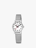 Mondaine Women's MSE.26110.SM Evo 2 Mesh Bracelet Strap Watch, Silver/White