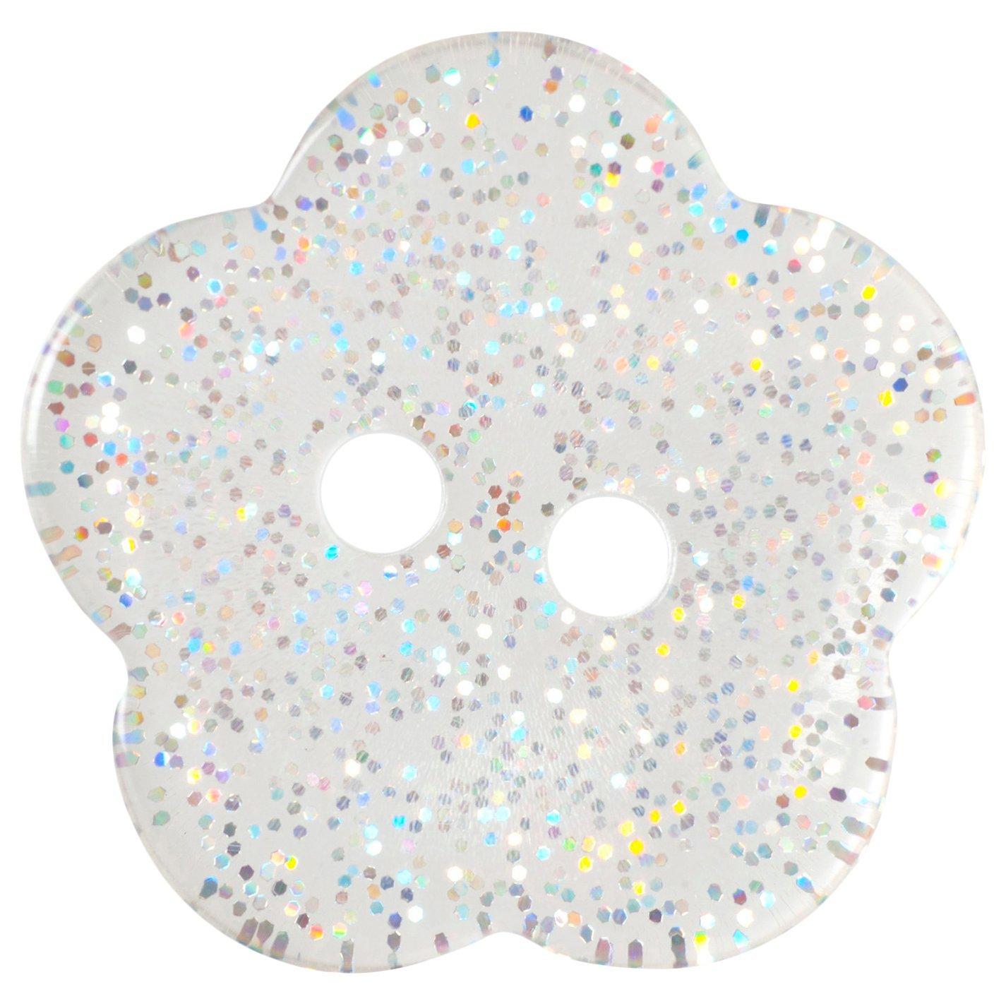 Groves Glitter Flower Button, 17mm, Pack of 3