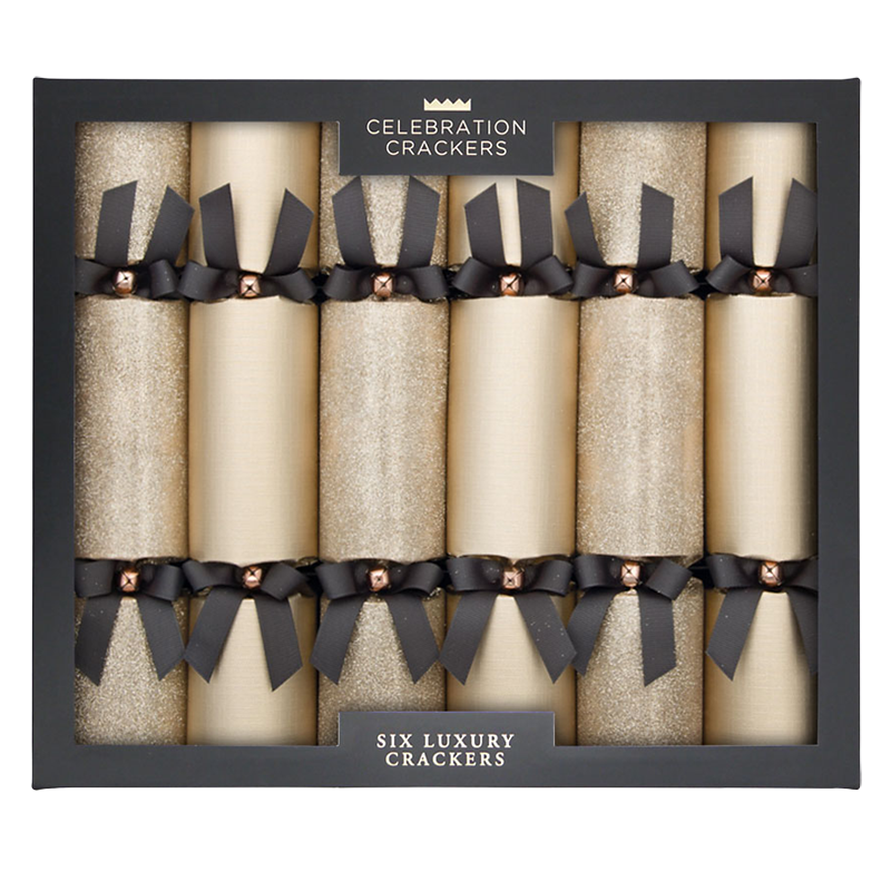 Celebration Crackers Luxury Mixed Christmas Crackers, Pack of 6, Champagne