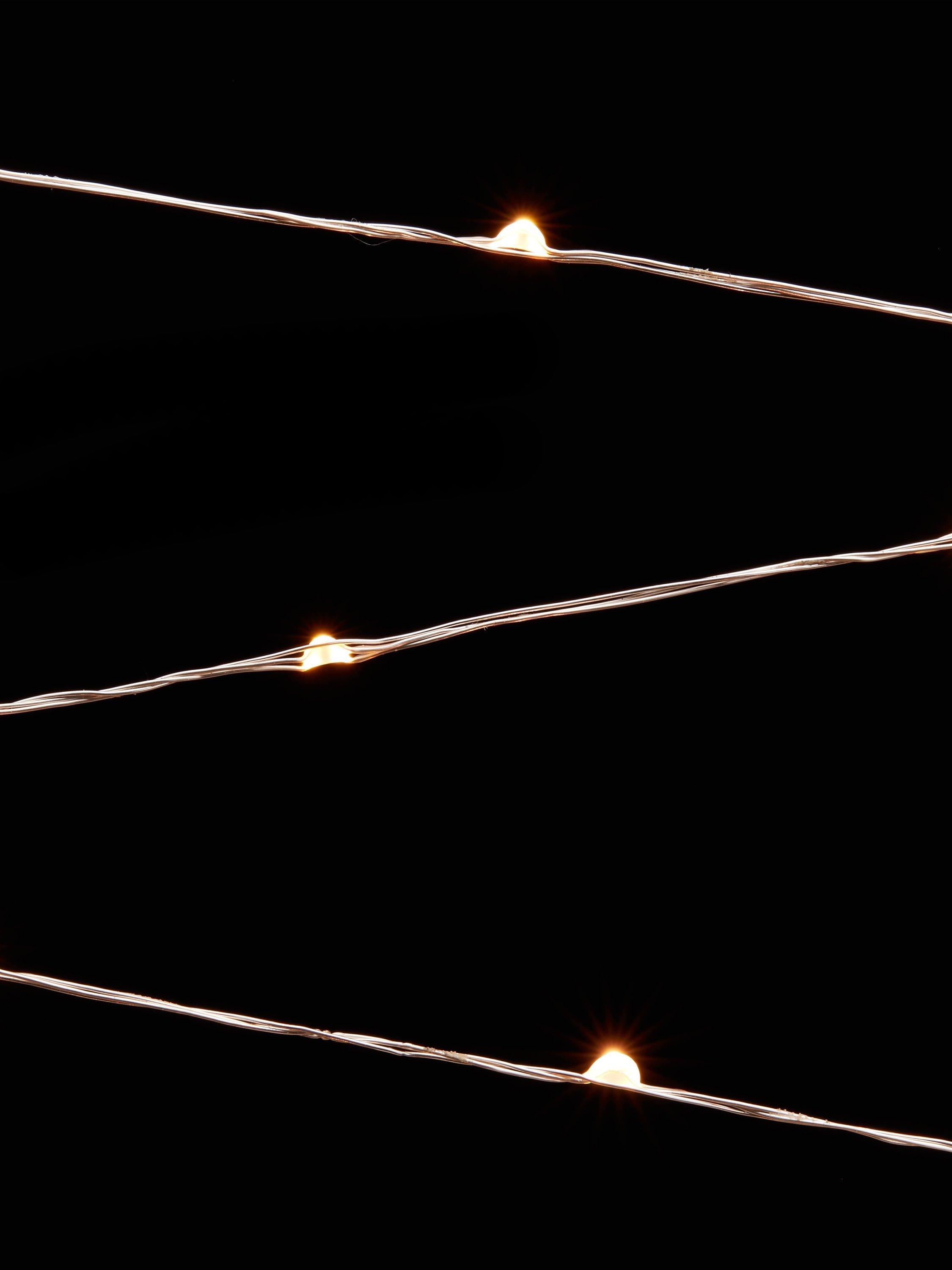 John Lewis & Partners 160 LED Lights, Pure White, 17m, Silver Wire