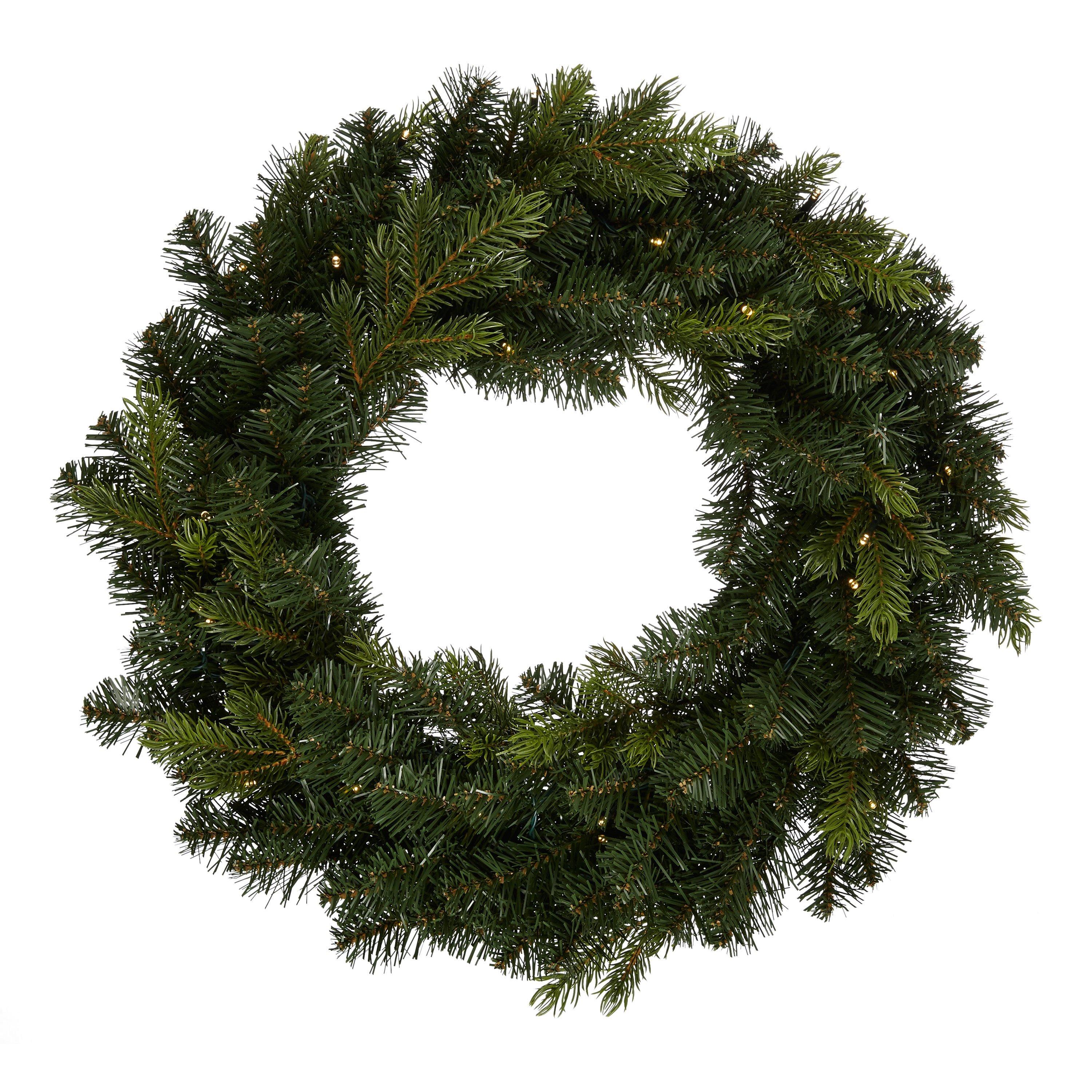 John Lewis Spruce Wreath With Lights, Dia.64cm, Green