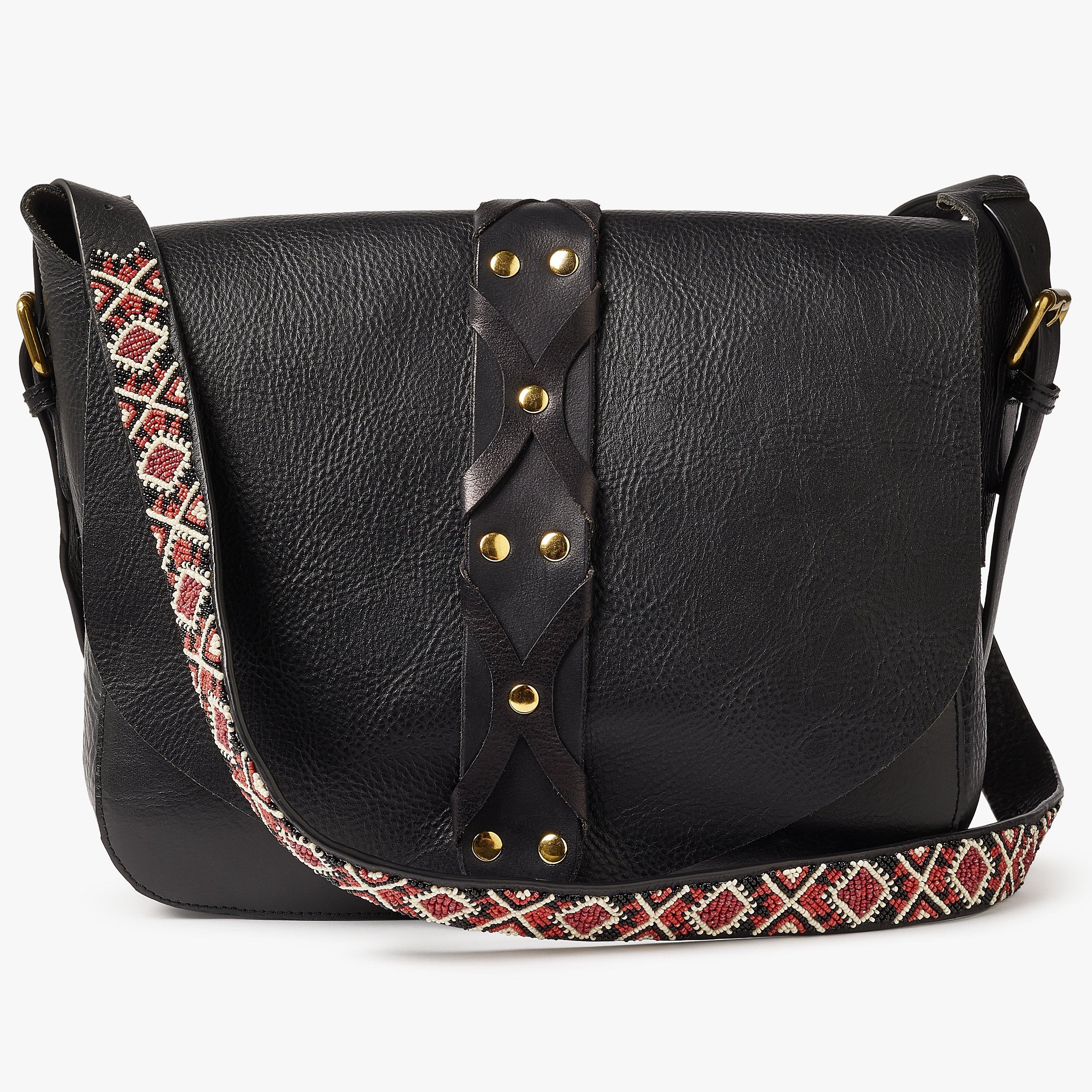 AND/OR Maya Guitar Strap Leather Cross Body Bag, Black