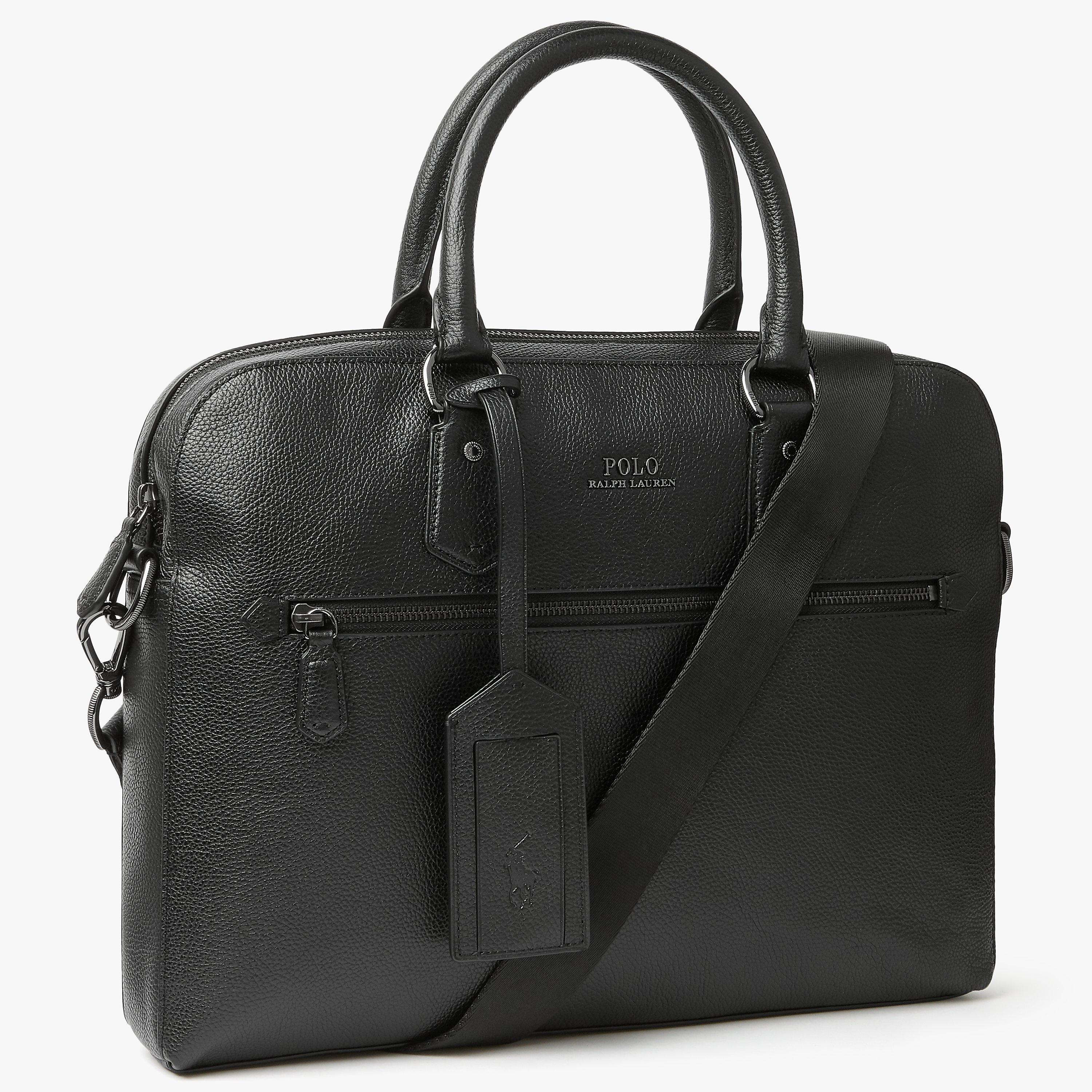 Polo Ralph Lauren Pebbled Leather Briefcase Black