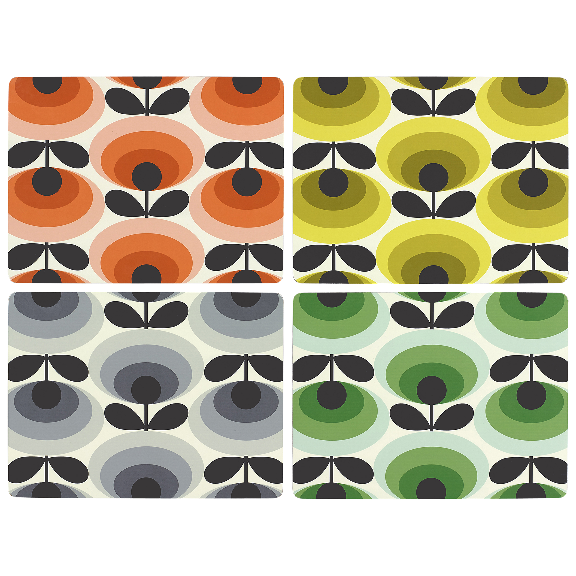 Orla Kiely 70s Oval Flower Placemats, Set of 4, Multi, L28cm