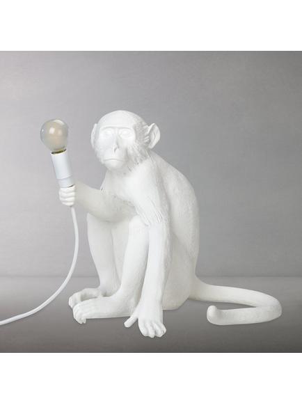 Seletti Sitting Monkey Table Lamp, White - view 2, White
