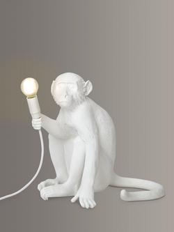 Seletti Sitting Monkey Table Lamp, White, White