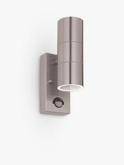 John Lewis Strom LED PIR Outdoor Wall Light, Steel, Steel