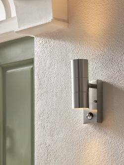 John Lewis Strom LED PIR Outdoor Wall Light, Steel - view 2, Steel