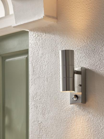 John Lewis Strom LED PIR Outdoor Wall Light, Steel - view 2, Steel