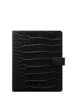 Filofax Classic Croc A5 Organiser, Ebony, Ebony
