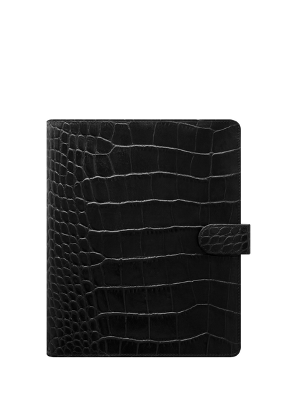 Filofax Classic Croc A5 Organiser, Ebony, Ebony