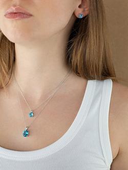 E.W Adams 9ct White Gold Oval Pendant Necklace - view 2, White Gold/Blue Topaz